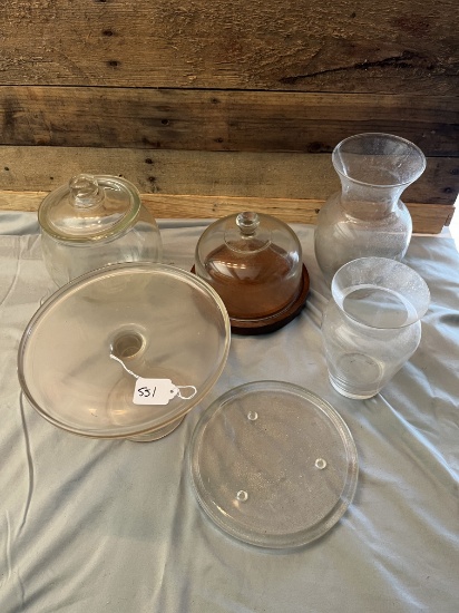 Glass Cake stand, vases and more