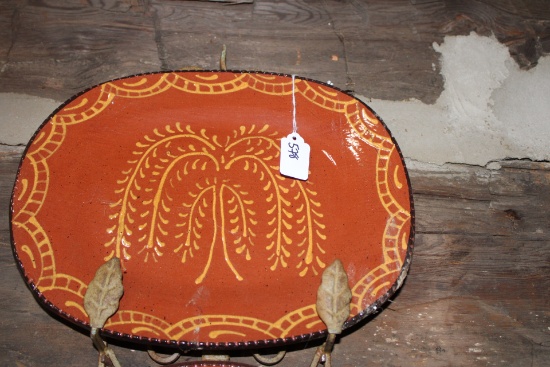 Large Ginger Cazan Craft Cabin Lead Glaze Tree Platter