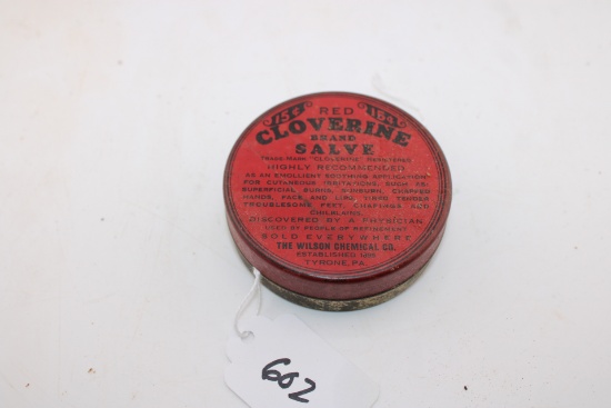 Red Cloverine Brand Salve Tin Container