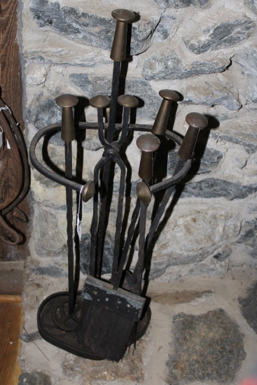 Vintage Fireplace Set, including a K branding rod.