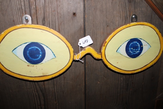 Antique Wooden Optometrist Eyeglasses Sign