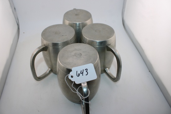 Set of 4 Vintage Selangor Pewter Mugs