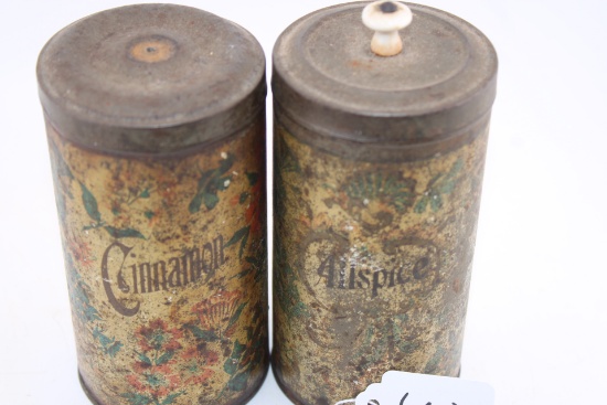 Vintage All spice, Cinnamon Tin Canisters