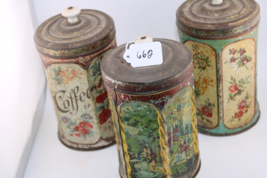 Antique Pilot Knob Tea & Coffee Tin Canister