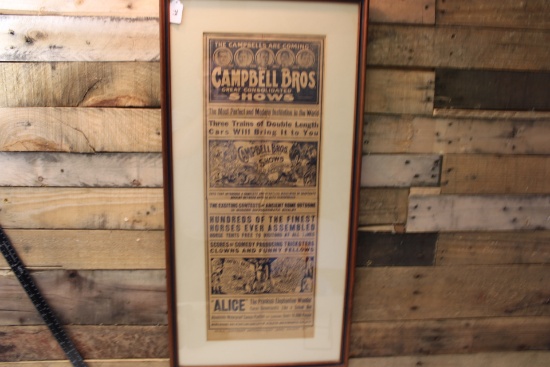 Framed Early 1900 Campbell Bros Flyer