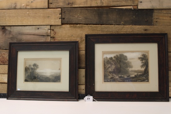 2 Framed Vintage Litho Prints