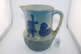 Antique Brush McCoy Pottery co Blue & white Pottery Pitcher