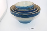 Antique Blue & White Salt glaze Wedding Ring Nesting Bowls Set
