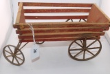 Vintage Gibbs Horse wooden Wagon with Metal Wheels