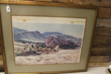Mountain Scenery Wall Print. Artist Unknown. Needs to be rematted. 31.5x29'