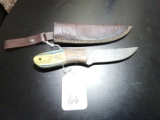 Drop Point Damascus Hunting Knife with Sheath