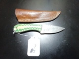 Drop Point Damascus Hunting Knife with Sheath
