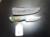 Straight Back Damascus Hunting Knife with Sheath