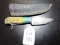 Clip Point Damascus Hunting Knife with Sheath