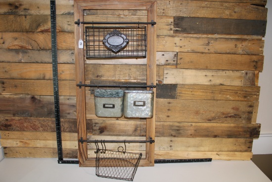 Rustic Wood and Tin Wall organizer