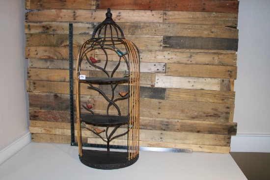Tin with bamboo sides bird shelf