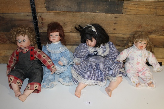 Lot of four Large Porcelain Dolls
