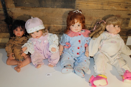 Lot of four Large Porcelain Dolls