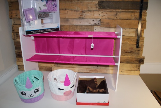 Childrens Shoe Rack, baskets and shoes