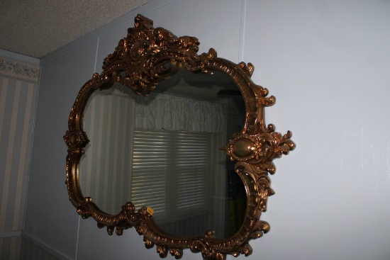 Extra Large Gold Tone Ornate Mirror