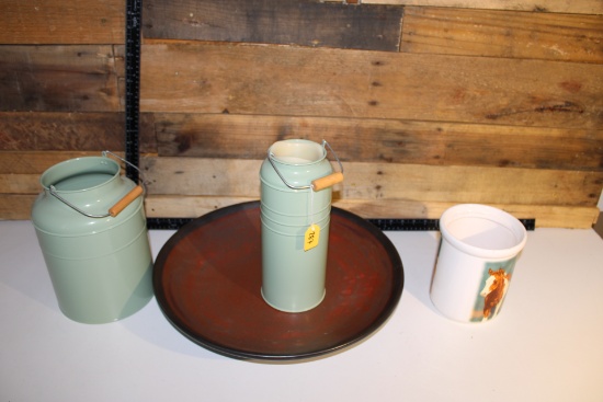 Large Dish and Tin Decorations