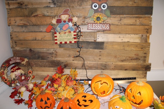 Tote Full of Halloween Fall Decorations