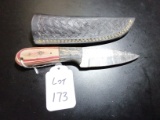 Clip Point Damascus Hunting Knife with Sheath