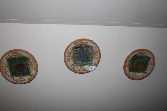 Three Decorative Plates and holders