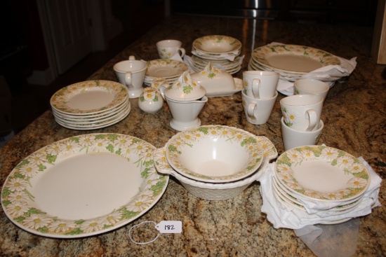 Forty Two Pieces of  Metlox Dinner Ware. Poppy Trail Daisy