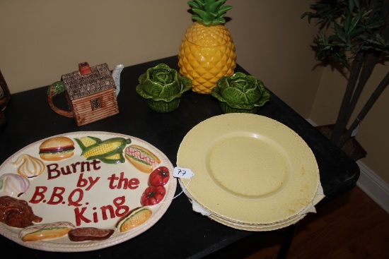 Platter, dishes and cookie jar