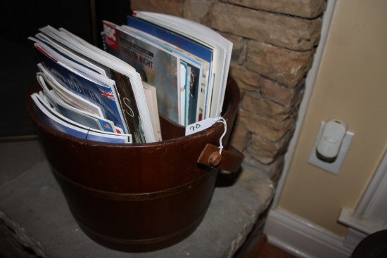 Wood bucket and magazines