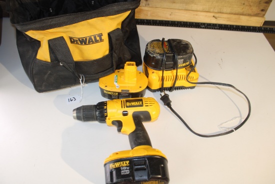 18V Dewalt Cordless Drill with extra batteries.