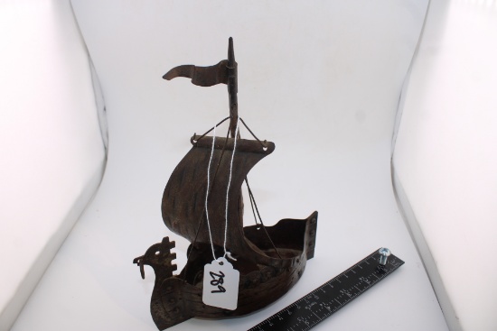 Goberg Viking Ship Ashtray. Made in Germany. Glass missing