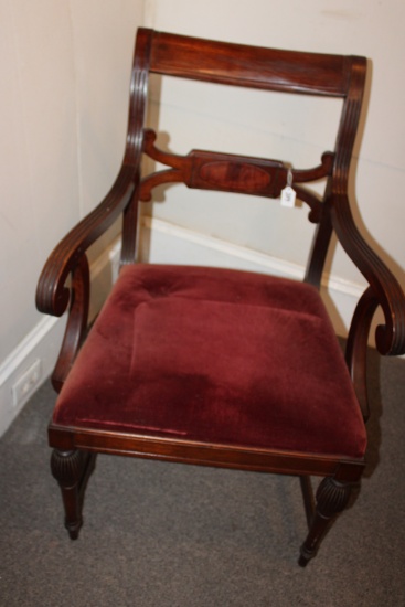 J B Van Sciver Co., Regency Style Red Velvet Arm Chair