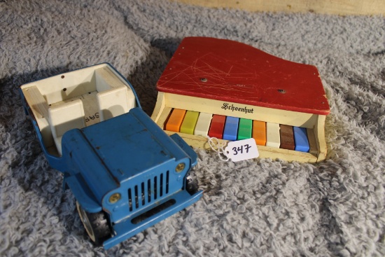 Vintage Tonka Jeep & Schoenhut Toy Working Piano
