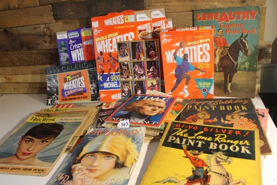Vintage Lot of Color Books, Magazines, Newspapers, Wheaties Boxes
