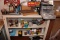 White shelf and contents.