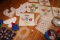 Quilting Fabric pieces and baskets.