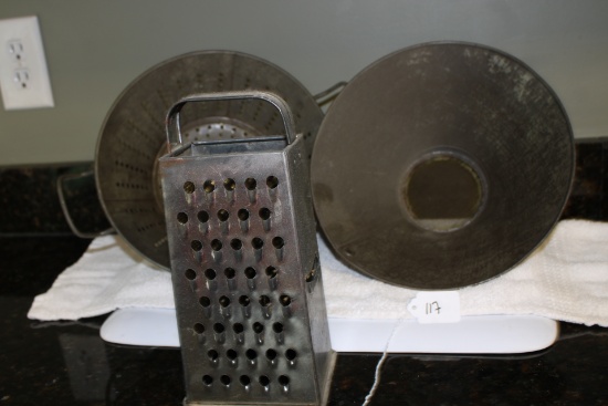 Antique Strainers, Grater,