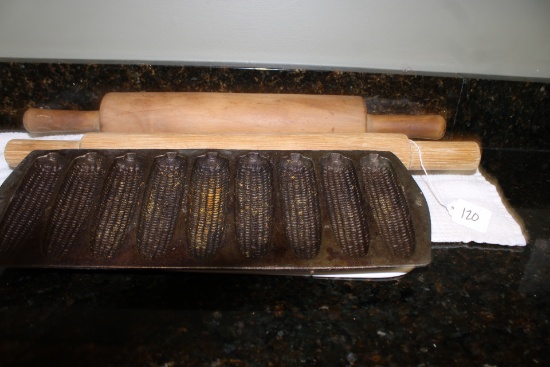 Cast Iron Cornstick Pan, 2 Rolling Pins
