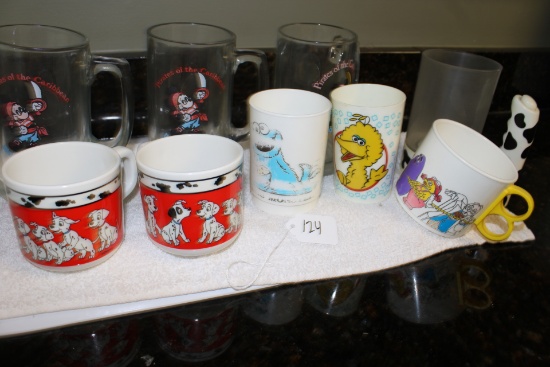 Vintage Childrens Cups, Disney Glass Mugs