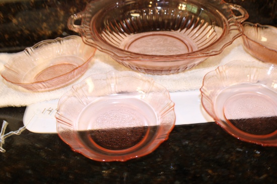 Pink Impression Glass, 5 Glass Pieces
