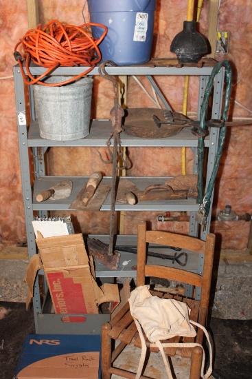 Metal rack and contents.
