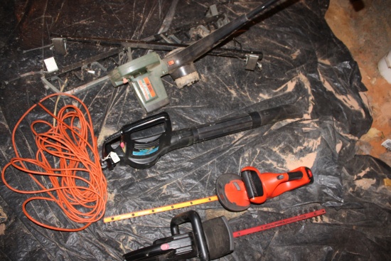 Electric Trimmers, edger and ski rack.
