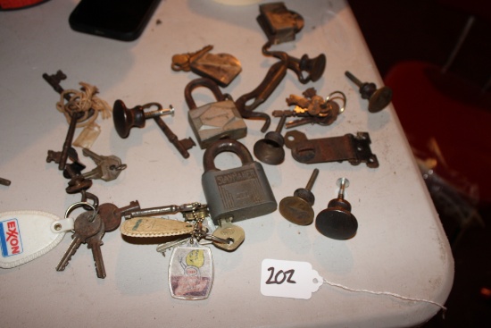 Vintage Keys, Locks, and knobs.