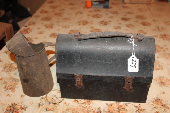 Metal Lunch Box and Oil can