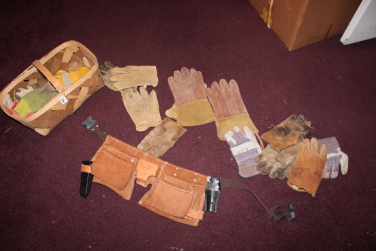 Tool Belt and a basket of gloves