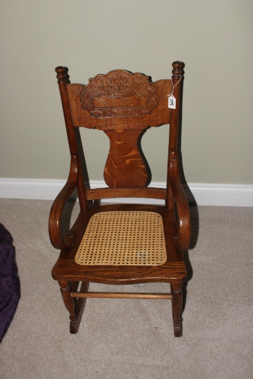 Early Cane Seat Childrens Rocking chair