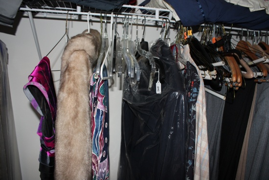 Large Lot of Mens and Womens suits, jackets and dresses.