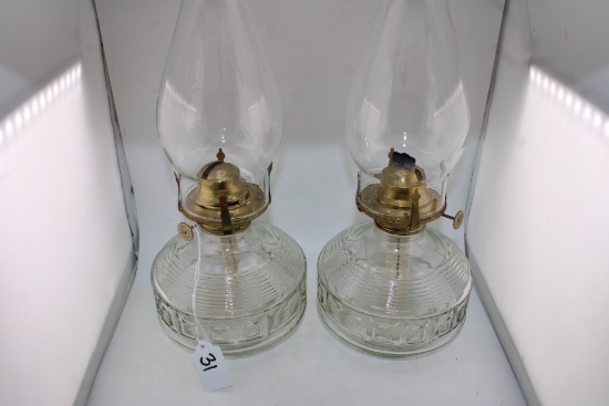 Pair of Clear Glass Chimney LamplightFarms 14" Kerosene